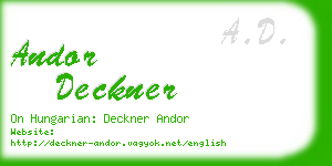andor deckner business card